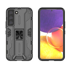 Custodia Silicone e Plastica Opaca Cover con Magnetico Supporto A03 per Samsung Galaxy S21 5G Nero