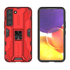 Custodia Silicone e Plastica Opaca Cover con Magnetico Supporto A03 per Samsung Galaxy S21 5G Rosso