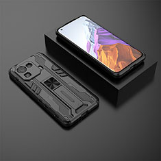 Custodia Silicone e Plastica Opaca Cover con Magnetico Supporto A03 per Xiaomi Mi 11 Pro 5G Nero