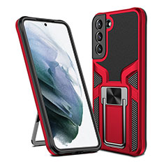 Custodia Silicone e Plastica Opaca Cover con Magnetico Supporto A05 per Samsung Galaxy S21 FE 5G Rosso