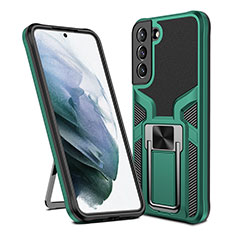 Custodia Silicone e Plastica Opaca Cover con Magnetico Supporto A05 per Samsung Galaxy S21 FE 5G Verde