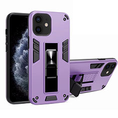 Custodia Silicone e Plastica Opaca Cover con Magnetico Supporto H01 per Apple iPhone 12 Lavanda