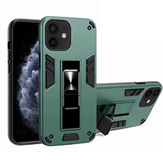Custodia Silicone e Plastica Opaca Cover con Magnetico Supporto H01 per Apple iPhone 12 Verde