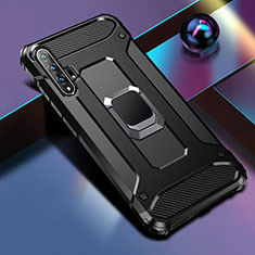 Custodia Silicone e Plastica Opaca Cover con Magnetico Supporto H01 per Huawei Honor 20 Pro Nero