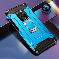 Custodia Silicone e Plastica Opaca Cover con Magnetico Supporto H01 per Huawei Mate 20 X 5G Cielo Blu