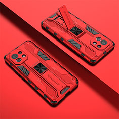 Custodia Silicone e Plastica Opaca Cover con Magnetico Supporto H01 per Xiaomi Mi 11 5G Rosso