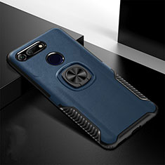 Custodia Silicone e Plastica Opaca Cover con Magnetico Supporto H02 per Huawei Honor V20 Blu