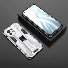Custodia Silicone e Plastica Opaca Cover con Magnetico Supporto H03 per Xiaomi Mi 11 5G Bianco