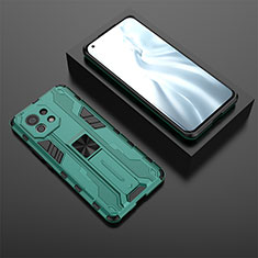 Custodia Silicone e Plastica Opaca Cover con Magnetico Supporto H03 per Xiaomi Mi 11 5G Verde