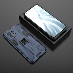 Custodia Silicone e Plastica Opaca Cover con Magnetico Supporto H03 per Xiaomi Mi 11 Lite 5G Blu