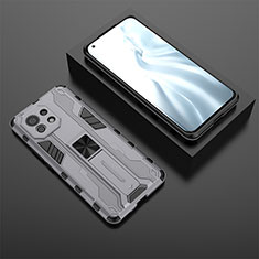 Custodia Silicone e Plastica Opaca Cover con Magnetico Supporto H03 per Xiaomi Mi 11 Lite 5G Grigio