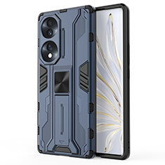 Custodia Silicone e Plastica Opaca Cover con Magnetico Supporto KC1 per Huawei Honor 70 5G Blu