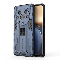 Custodia Silicone e Plastica Opaca Cover con Magnetico Supporto KC1 per Huawei Honor Magic3 Pro 5G Blu
