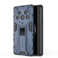 Custodia Silicone e Plastica Opaca Cover con Magnetico Supporto KC1 per Huawei Honor Magic3 Pro+ Plus 5G Blu