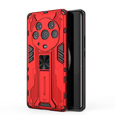 Custodia Silicone e Plastica Opaca Cover con Magnetico Supporto KC1 per Huawei Honor Magic3 Pro+ Plus 5G Rosso