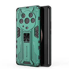 Custodia Silicone e Plastica Opaca Cover con Magnetico Supporto KC1 per Huawei Honor Magic3 Pro+ Plus 5G Verde