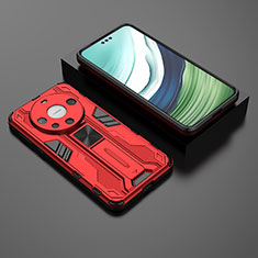 Custodia Silicone e Plastica Opaca Cover con Magnetico Supporto KC1 per Huawei Mate 60 Pro+ Plus Rosso