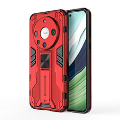 Custodia Silicone e Plastica Opaca Cover con Magnetico Supporto KC1 per Huawei Mate 60 Rosso
