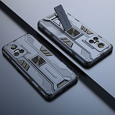 Custodia Silicone e Plastica Opaca Cover con Magnetico Supporto KC1 per Realme GT Neo3 5G Blu