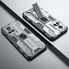 Custodia Silicone e Plastica Opaca Cover con Magnetico Supporto KC1 per Realme GT Neo3 5G Grigio