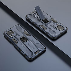 Custodia Silicone e Plastica Opaca Cover con Magnetico Supporto KC1 per Realme Narzo 30 5G Blu