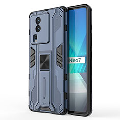 Custodia Silicone e Plastica Opaca Cover con Magnetico Supporto KC1 per Vivo iQOO Neo7 5G Blu