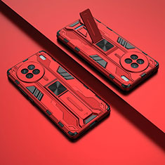 Custodia Silicone e Plastica Opaca Cover con Magnetico Supporto KC1 per Vivo X90 5G Rosso
