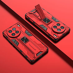 Custodia Silicone e Plastica Opaca Cover con Magnetico Supporto KC1 per Vivo X90 Pro 5G Rosso