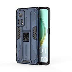Custodia Silicone e Plastica Opaca Cover con Magnetico Supporto KC1 per Xiaomi Mi 10T 5G Blu