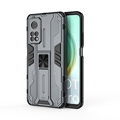 Custodia Silicone e Plastica Opaca Cover con Magnetico Supporto KC1 per Xiaomi Mi 10T Pro 5G Grigio