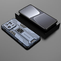 Custodia Silicone e Plastica Opaca Cover con Magnetico Supporto KC1 per Xiaomi Mi 13 Pro 5G Blu