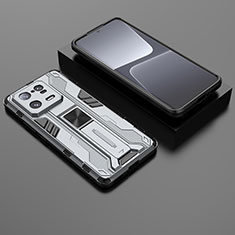 Custodia Silicone e Plastica Opaca Cover con Magnetico Supporto KC1 per Xiaomi Mi 13 Pro 5G Grigio