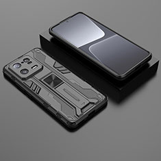 Custodia Silicone e Plastica Opaca Cover con Magnetico Supporto KC1 per Xiaomi Mi 13 Pro 5G Nero