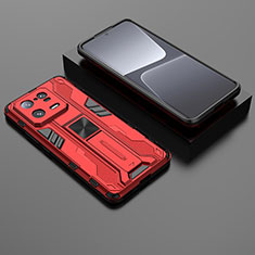 Custodia Silicone e Plastica Opaca Cover con Magnetico Supporto KC1 per Xiaomi Mi 13 Pro 5G Rosso