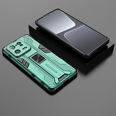 Custodia Silicone e Plastica Opaca Cover con Magnetico Supporto KC1 per Xiaomi Mi 13 Pro 5G Verde