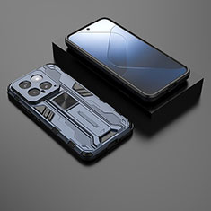 Custodia Silicone e Plastica Opaca Cover con Magnetico Supporto KC1 per Xiaomi Mi 14 5G Blu
