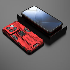 Custodia Silicone e Plastica Opaca Cover con Magnetico Supporto KC1 per Xiaomi Mi 14 5G Rosso