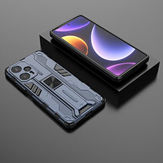 Custodia Silicone e Plastica Opaca Cover con Magnetico Supporto KC1 per Xiaomi Poco F5 5G Blu