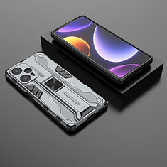 Custodia Silicone e Plastica Opaca Cover con Magnetico Supporto KC1 per Xiaomi Poco F5 5G Grigio