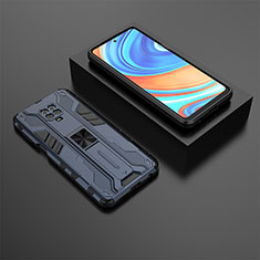 Custodia Silicone e Plastica Opaca Cover con Magnetico Supporto KC1 per Xiaomi Poco M2 Pro Blu