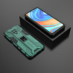 Custodia Silicone e Plastica Opaca Cover con Magnetico Supporto KC1 per Xiaomi Poco M2 Pro Verde