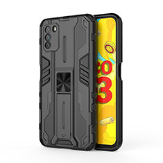 Custodia Silicone e Plastica Opaca Cover con Magnetico Supporto KC1 per Xiaomi Poco M3 Nero