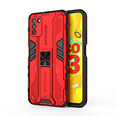 Custodia Silicone e Plastica Opaca Cover con Magnetico Supporto KC1 per Xiaomi Poco M3 Rosso