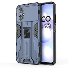 Custodia Silicone e Plastica Opaca Cover con Magnetico Supporto KC1 per Xiaomi Poco M4 5G Blu