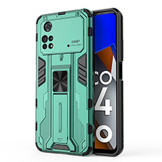 Custodia Silicone e Plastica Opaca Cover con Magnetico Supporto KC1 per Xiaomi Poco M4 Pro 4G Verde