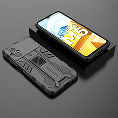 Custodia Silicone e Plastica Opaca Cover con Magnetico Supporto KC1 per Xiaomi Poco M5 4G Nero