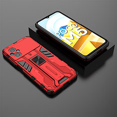 Custodia Silicone e Plastica Opaca Cover con Magnetico Supporto KC1 per Xiaomi Poco M5 4G Rosso