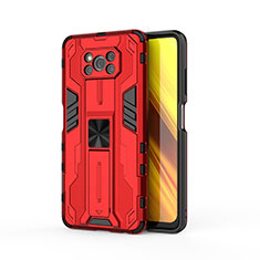 Custodia Silicone e Plastica Opaca Cover con Magnetico Supporto KC1 per Xiaomi Poco X3 Pro Rosso