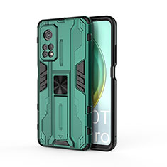 Custodia Silicone e Plastica Opaca Cover con Magnetico Supporto KC1 per Xiaomi Redmi K30S 5G Verde