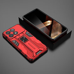 Custodia Silicone e Plastica Opaca Cover con Magnetico Supporto KC1 per Xiaomi Redmi K70 5G Rosso